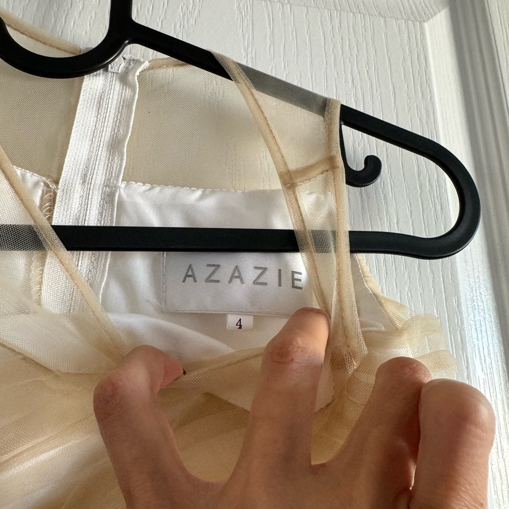 Azazie Girls' Champagne Tulle Formal Dress - Picture 6 of 6